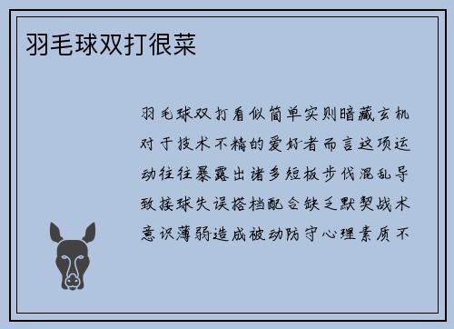 羽毛球双打很菜